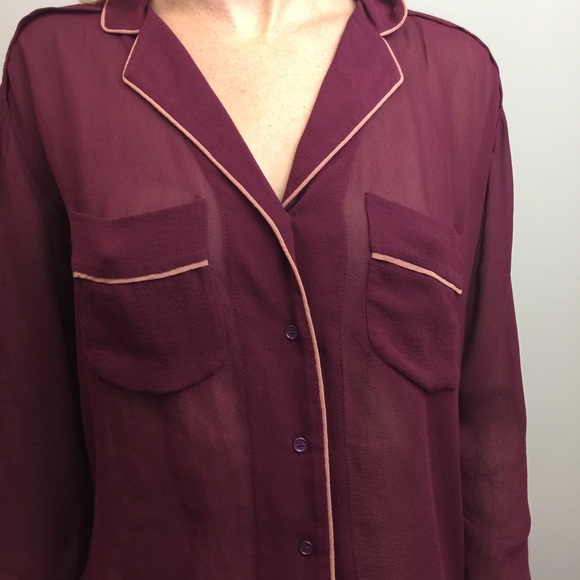 Le Fou Wilfred Red Silk Pajama Cute Sheer Top - Picture 8 of 8